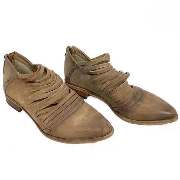 Free People Lost Valley Leather Distressed Ankle Booties, Taupe - Size 37 - Picture 7 of 12